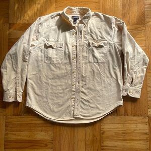 Super soft pale yellow Lands end button down shirt